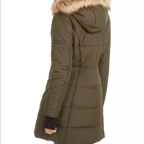 NWT Faux-Fur Trim Hooded Puffer Coat small - Picture 3 of 4
